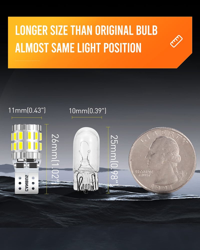 LUYED 194 LED Bulb Xenon White 9-30v Canbus Error Free W5W 168 2825 Led Bulbs for Dome Map Door Courtesy Trunk Parking License Plate Lights,Pack of 2 - Image 5